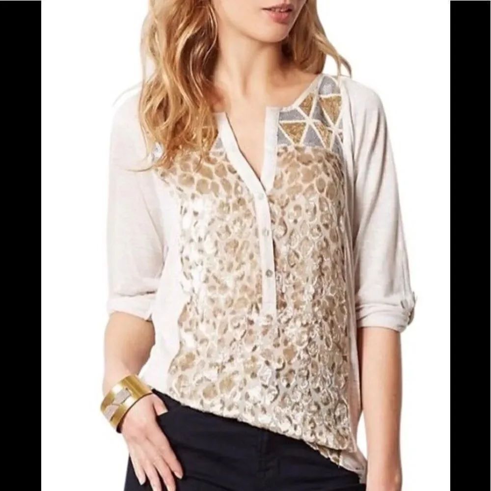 Anthropologie TINY sequin velvet top S